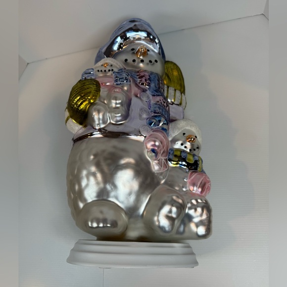 Christmas Snowman & Family Hand Blown Glass 18”Tall On Wood Base
Pre- owned - Picture 10 of 13